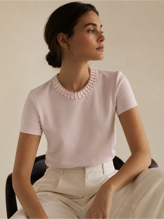 Ted Baker Tops - TED BAKER JACII Pink Embellished Neck Fitted Tee Top Ted Baker Size 0 / XS
